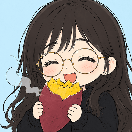 pstack 官方标志：戴圆眼镜的卡通女孩，双手捧着一块冒热气的烤红薯